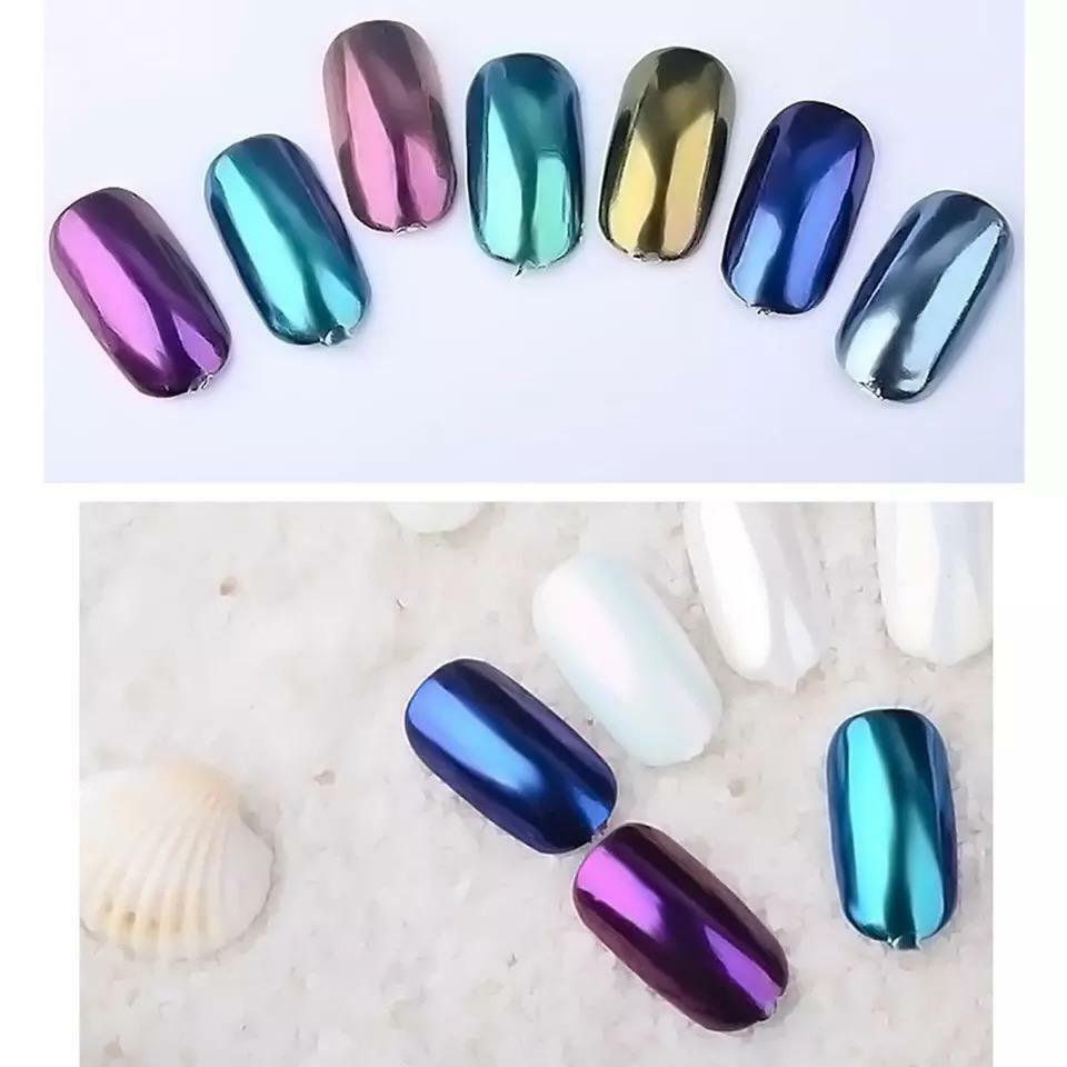 SALE! 5g MIRROR CHROME POWDER NAILS EFFECT AURORA COLOUR PIGMENT DUST + BRUSH