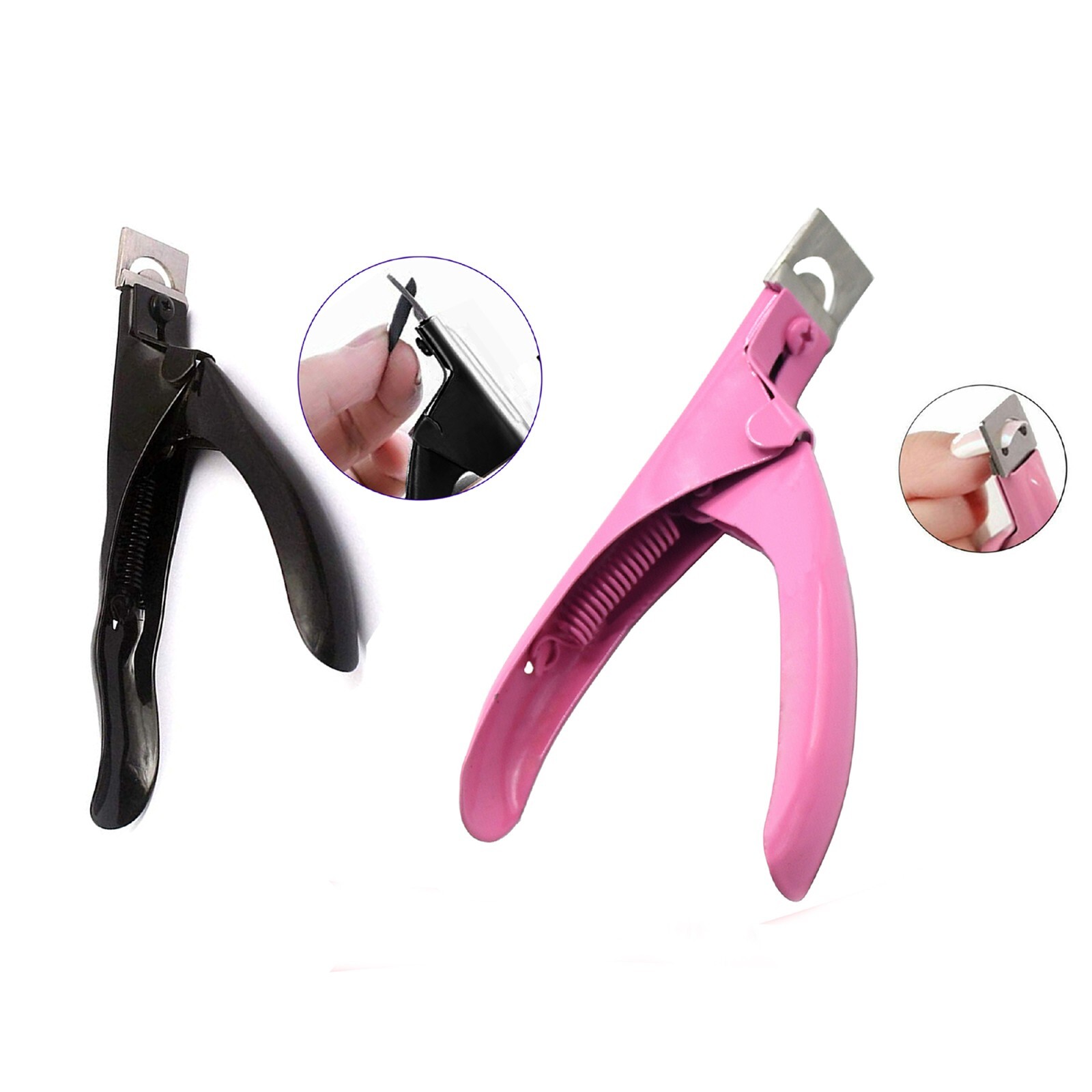 2 PC MANICURE TIPS CUTTER ACRYLIC NAIL SCISSORS FALSE NAIL CLIPPER Pink & Black
