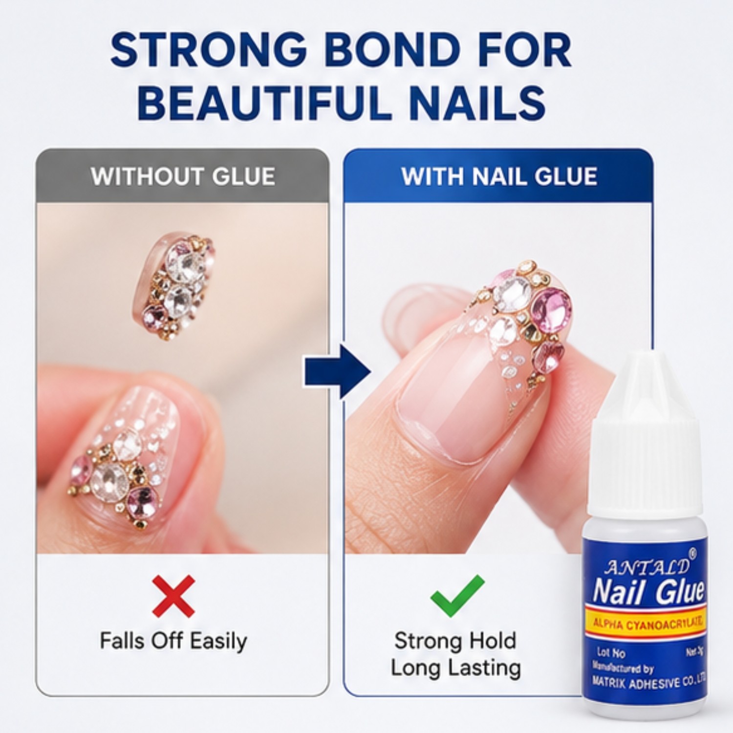 False Nail Glue 5x 3g Bottles Extra Strong Fake False Nail Glue Nail Art