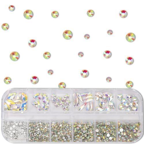 Multi Shapes AB 3D Glass Crystal Nail Art Rhinestones Kit with 0.8mm Round