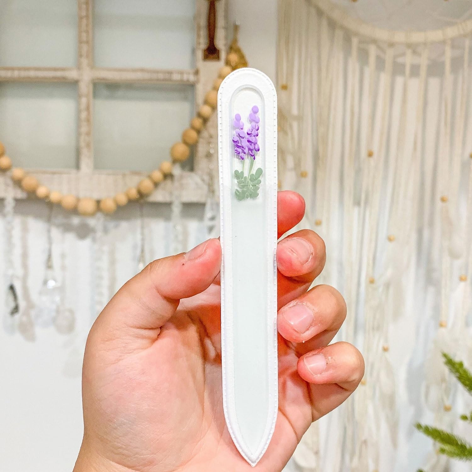 Hand-Painted Lavender Glass Nail File – Crystal for