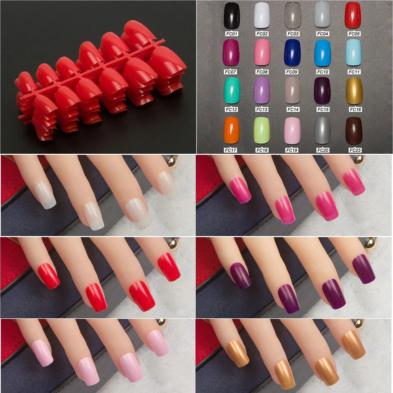 600pcs/pack Full Cover Acrylic Nail Tips Square Shape False Nail Tips 10