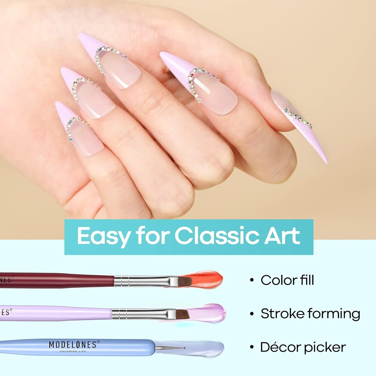 6-Piece Nail Art Kit with Liner Brush & Dotting Pen for Elegant Manicures