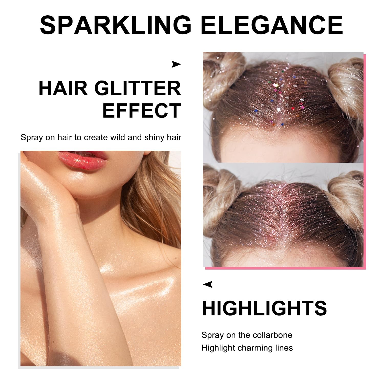 Hair and Body Glitter Spray, Holographic Glitter Highlighter Powder, Hairspra…