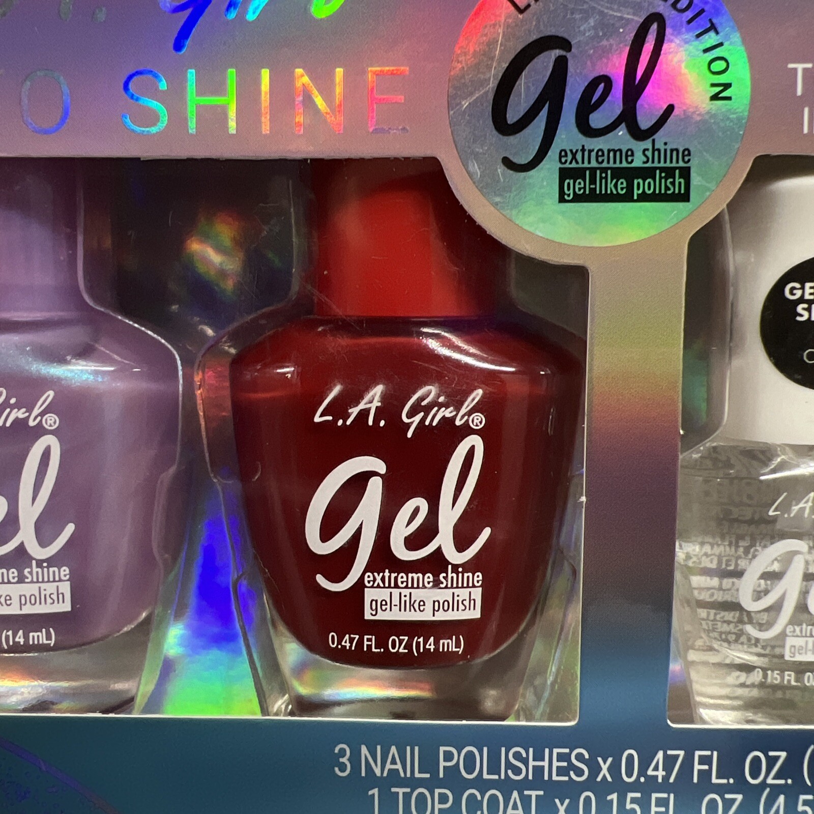 LA Girl Mani Ways To Shine Limited Edition Gel Extreme Shine Gel Like Polish 4pc