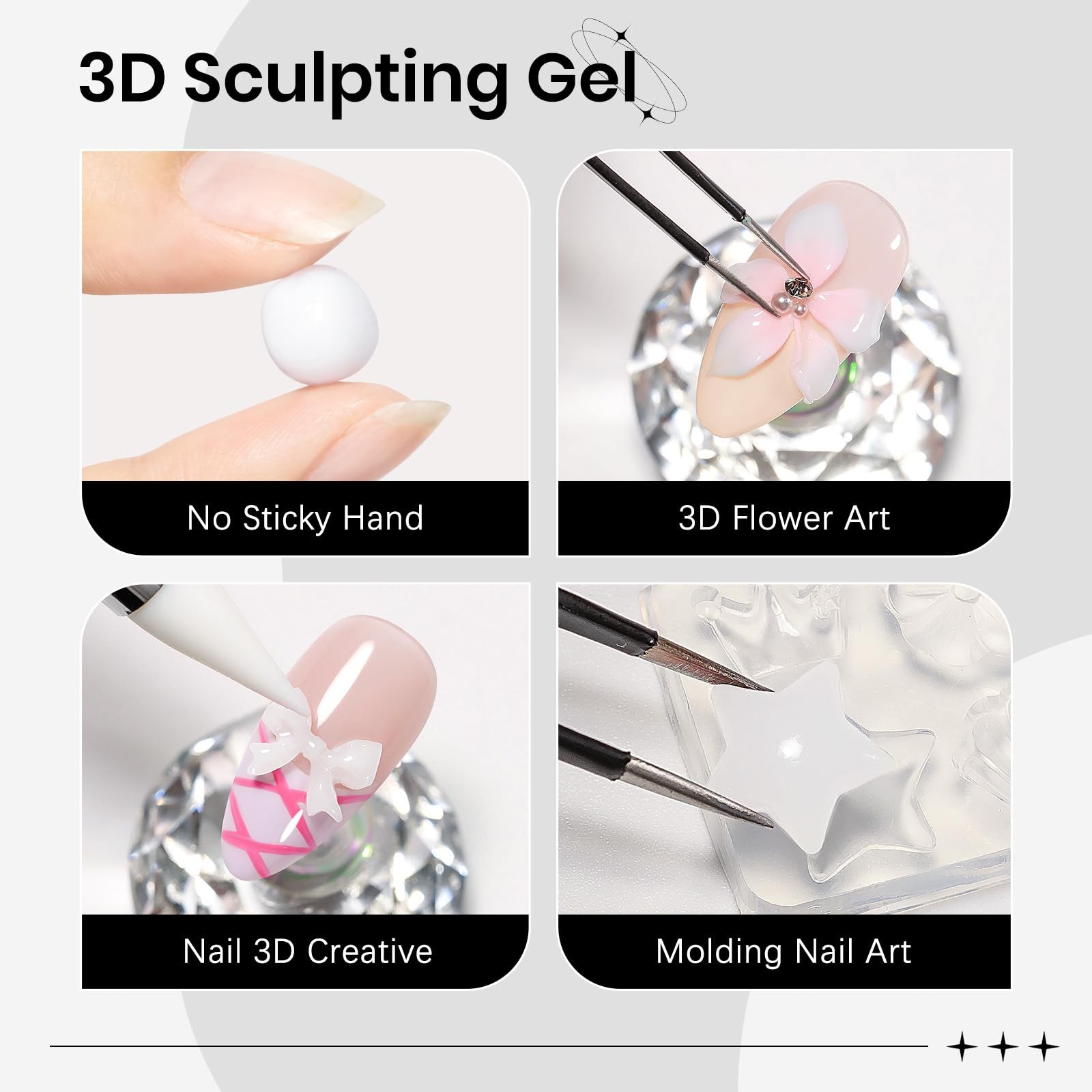 SUPWEE 3D Nail Sculpting Gel for Nails Art, White 0.49 Ounce, 15g-White