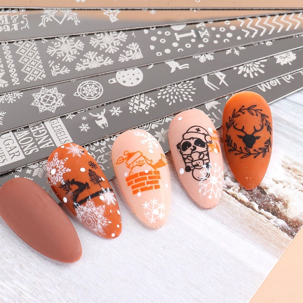 Snow Christmas Reindeer Holly Tree Rudolph Wreath Nail Metal Stamping Plate