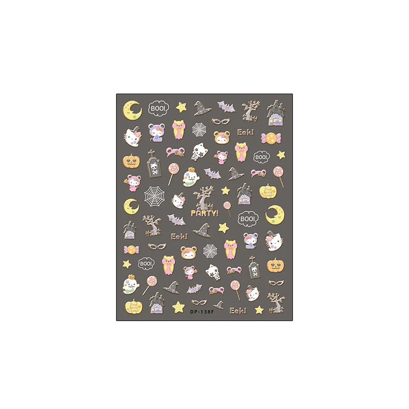 Halloween Cat Nail Decals – Ghosts & Pumpkin Mix (358)