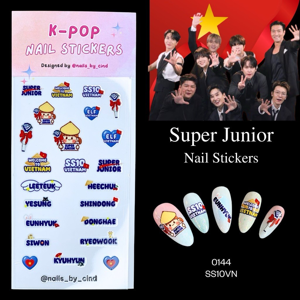 SUPER JUNIOR E.L.F. VER 2 KPOP NAIL STICKER FAN MADE KOREA SM SAPPHIRE BLUE Z10