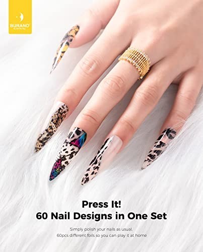 Nail Art Foil Glue Gel 15ML – 2 Bottles + 60PCS Foil Stickers for Nail Design