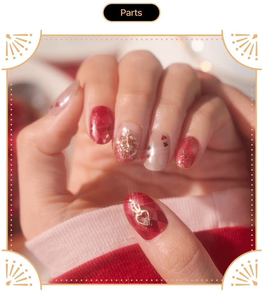 ohora x Twisted Wonderland Heartslabyul Nail + Custom Parts Set Disney Korea