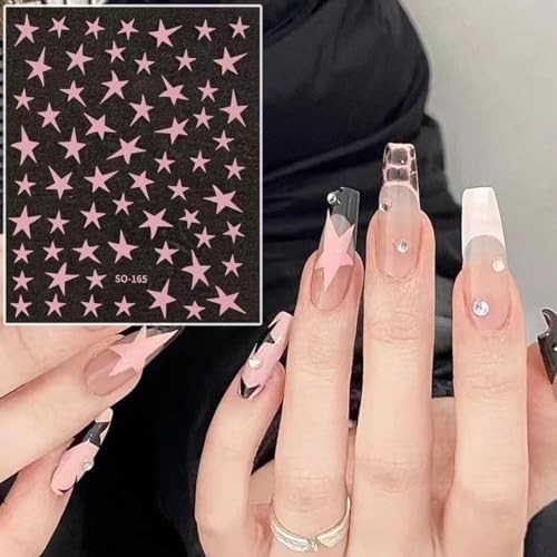 8PCS Star Nail Stickers 3D Shiny Glitters Starlight Self-Adhesive Nail Decals