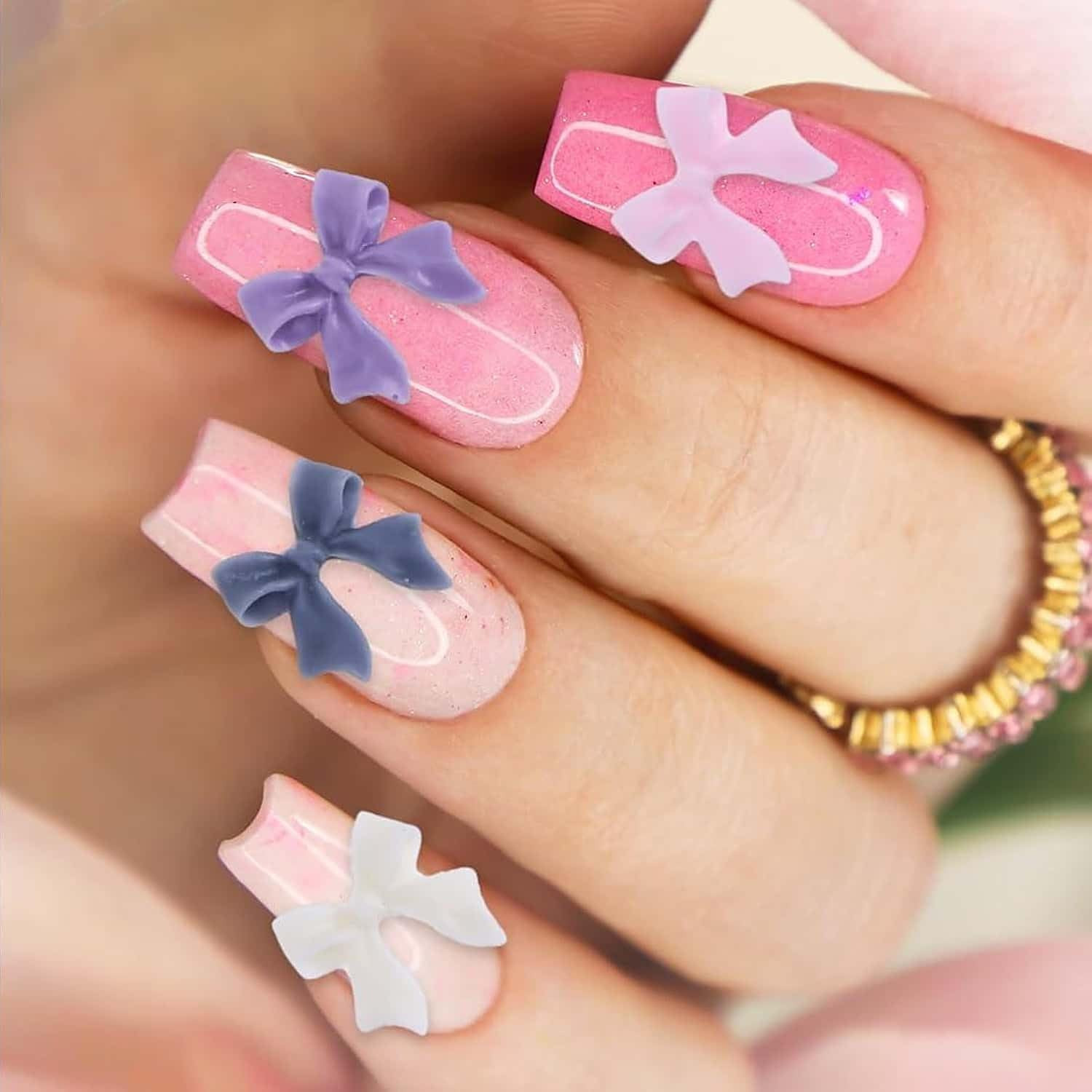 3200PCS 3D Nail Charms Set – Bulk Bow Nail & Flower Nail Charm, Flatback Pearls,