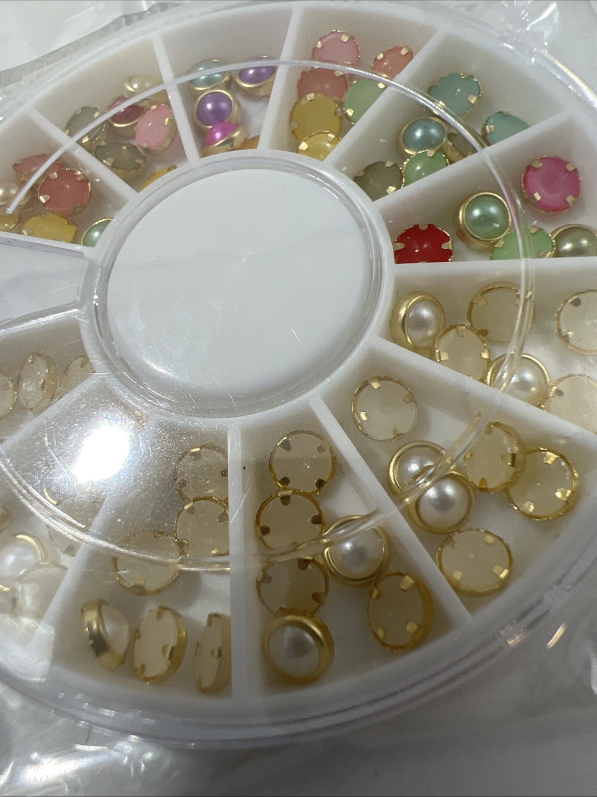 Lot Of 17 *NEW* Nail Art Rhinestones Moons Tear Drop Square Diamond Pearl Silver