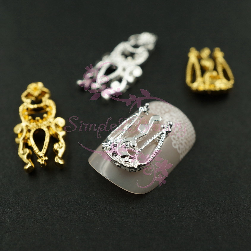 20 Vintage Hollow Lace Alloy Charms 3D Salon Acrylic Nail Art DIY Decor