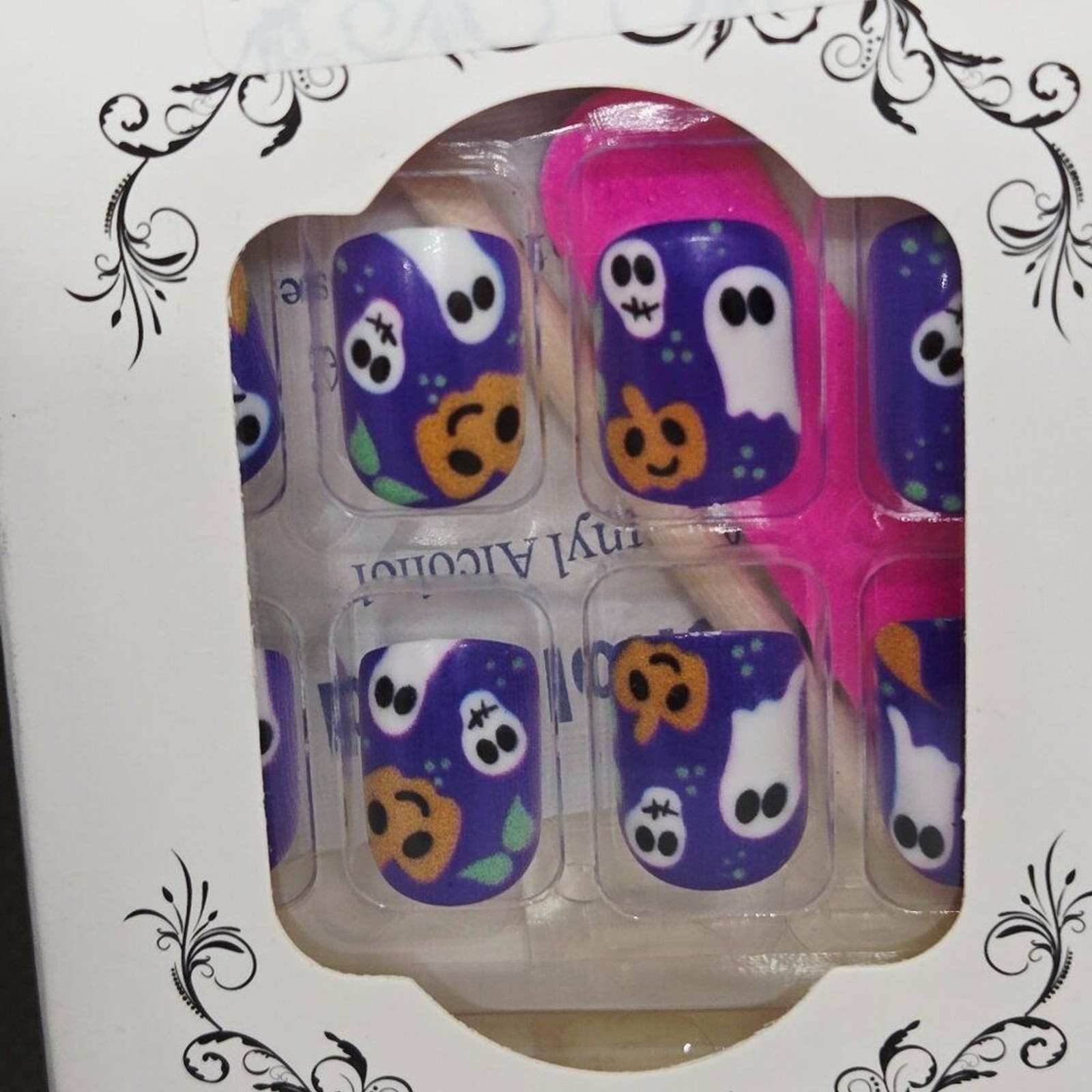 NIB SET OF 3 HALLOWEEN DECOR/PARTY PRESS ON NAILS, GHOSTS, PUMPKINS, 72 TOTAL