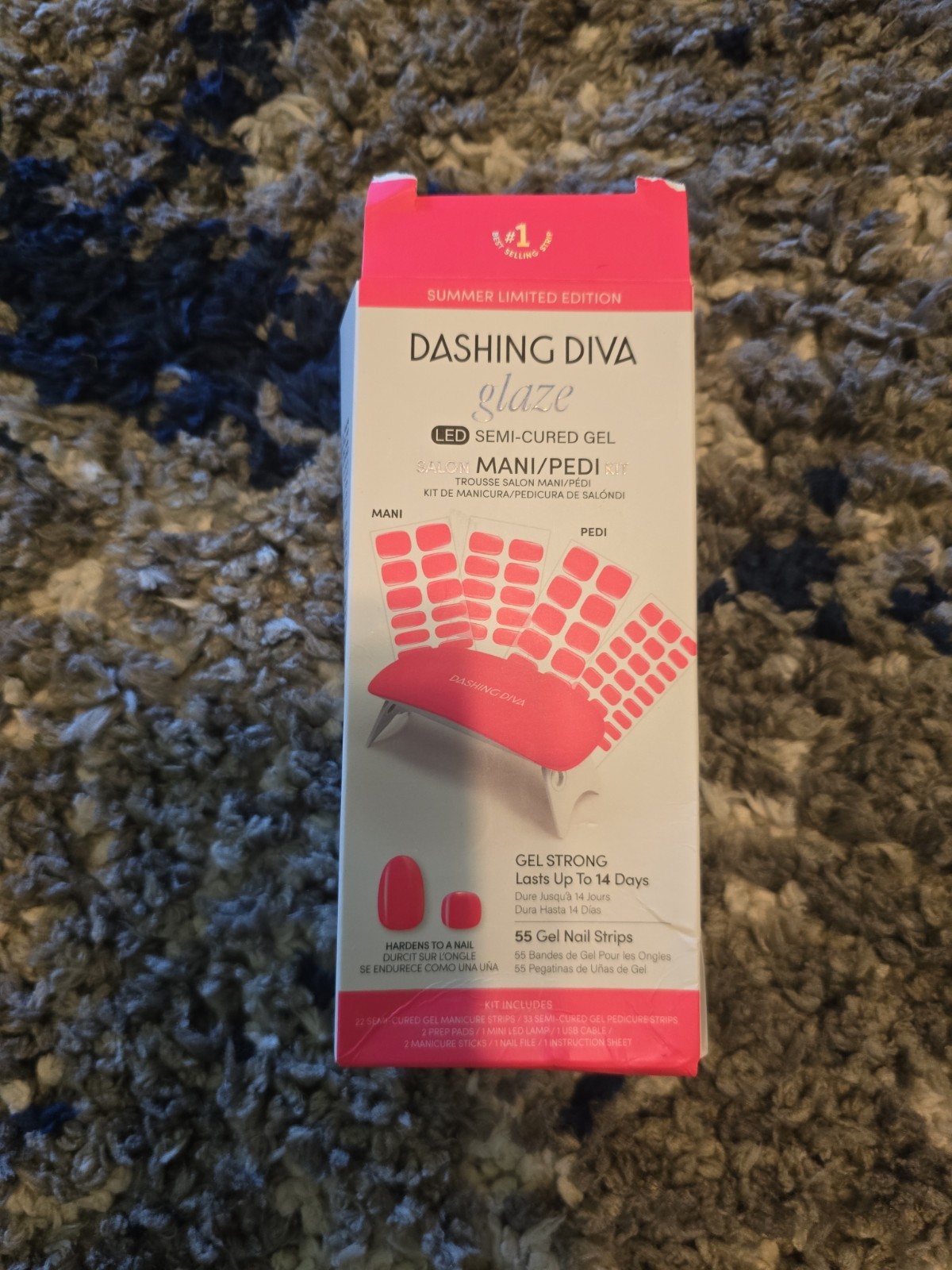 Dashing Diva Gel Nail Bundle w/ Mini LED Lamp, 4 Nail Strip Sets, and Magic Off