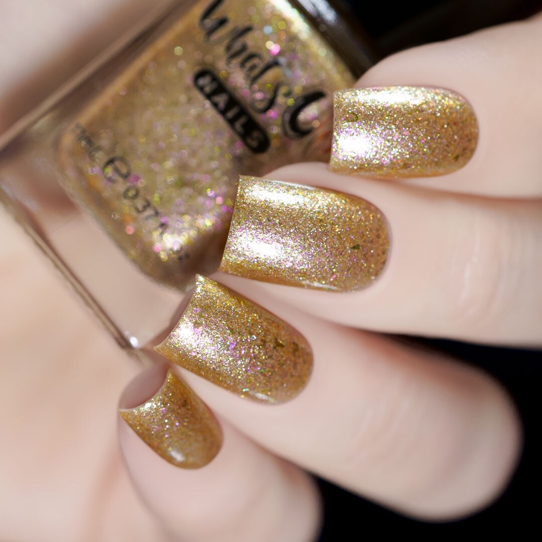 Sequin Seeker Regular Polish (Gold Shimmer & Flakies), Nail Polish for Nail Art