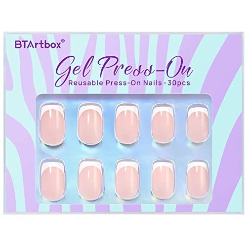 French Tip Press on Nails – Gel Press on Nails Short, No A1- Classic White