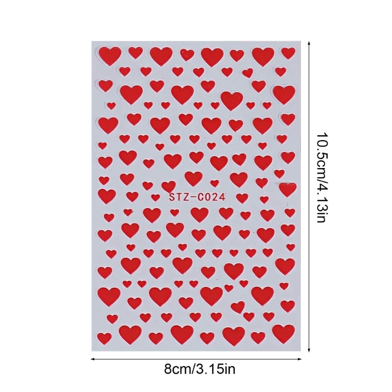 6 Sheet Valentine s Day Nail Art Decals Love Heart 3D Nail Art Stickers Gifts