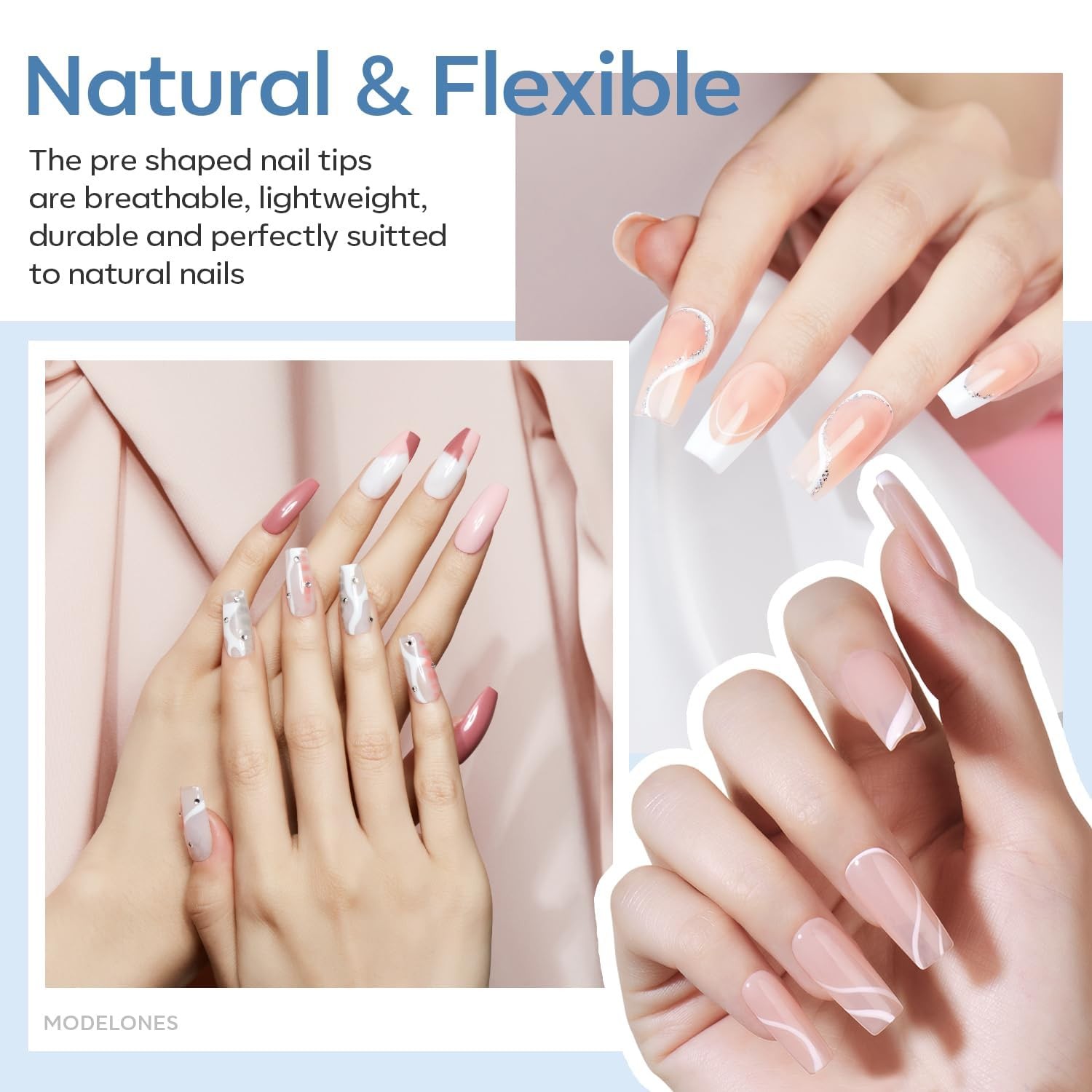 X Nail Gel Kit,Square Nail Tips, 9-in-One Glue Prep Dehydrator & Portable Min…