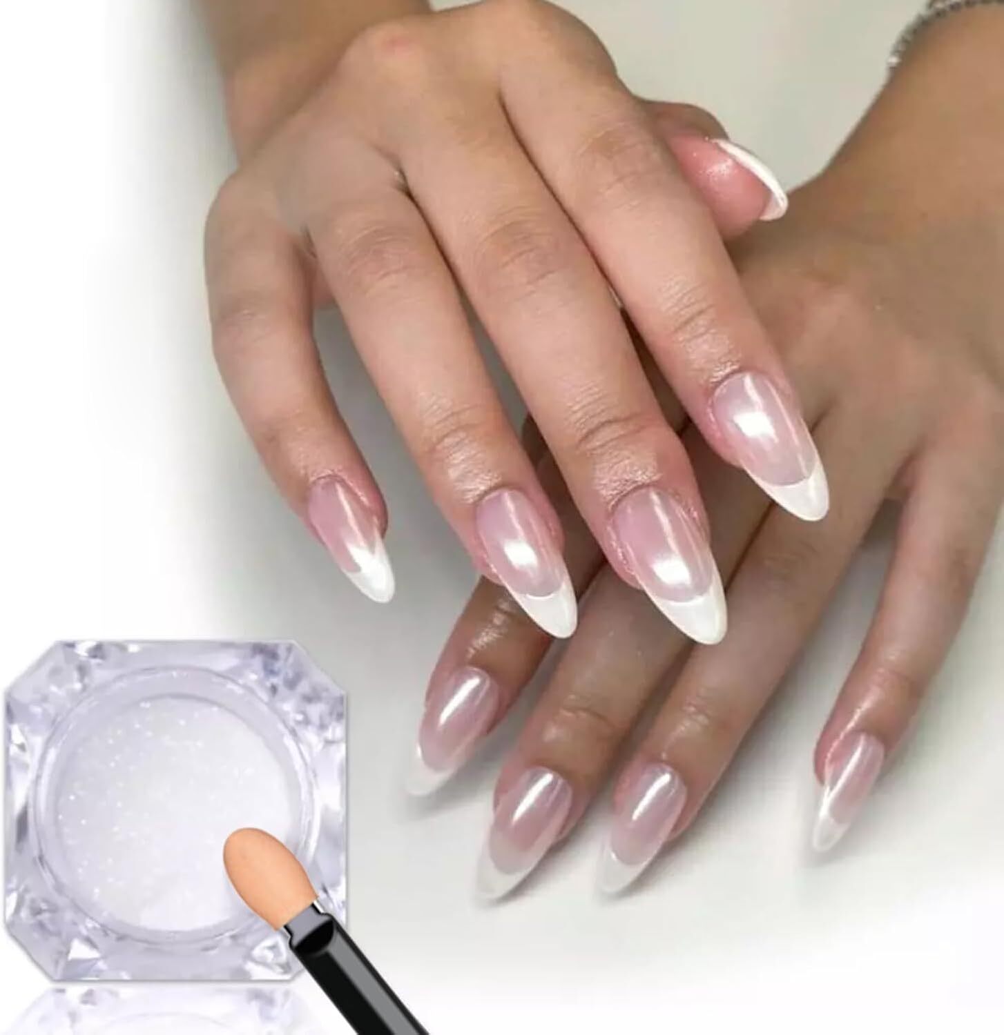 Mirror Pearl Nail Chrome Powder,White Pearl Chrome Nail Powder Nail Art Flake…
