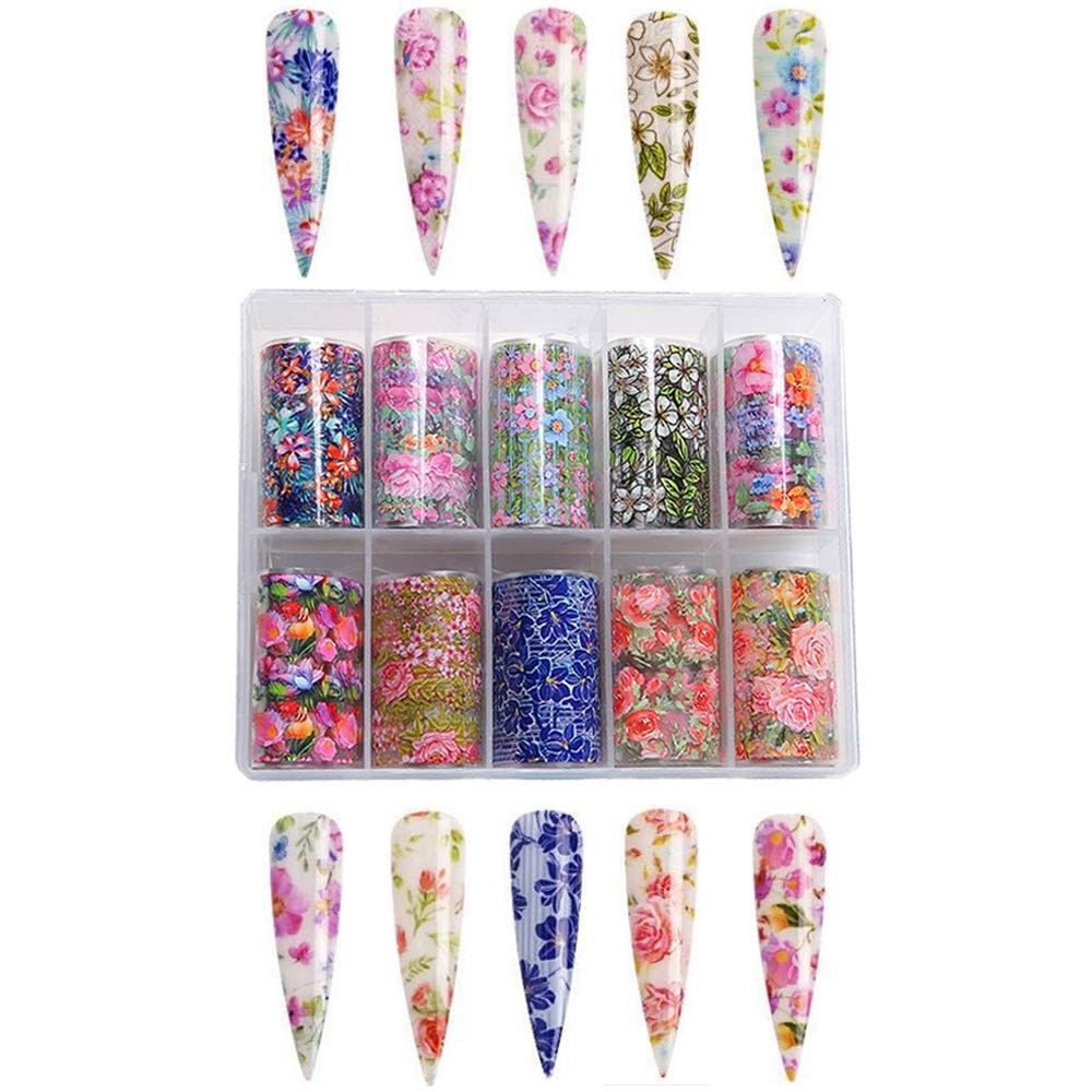 20 Color Starry Sky Stars Nail Art Foil with Nail Glue, Holographic Nail Art Tra