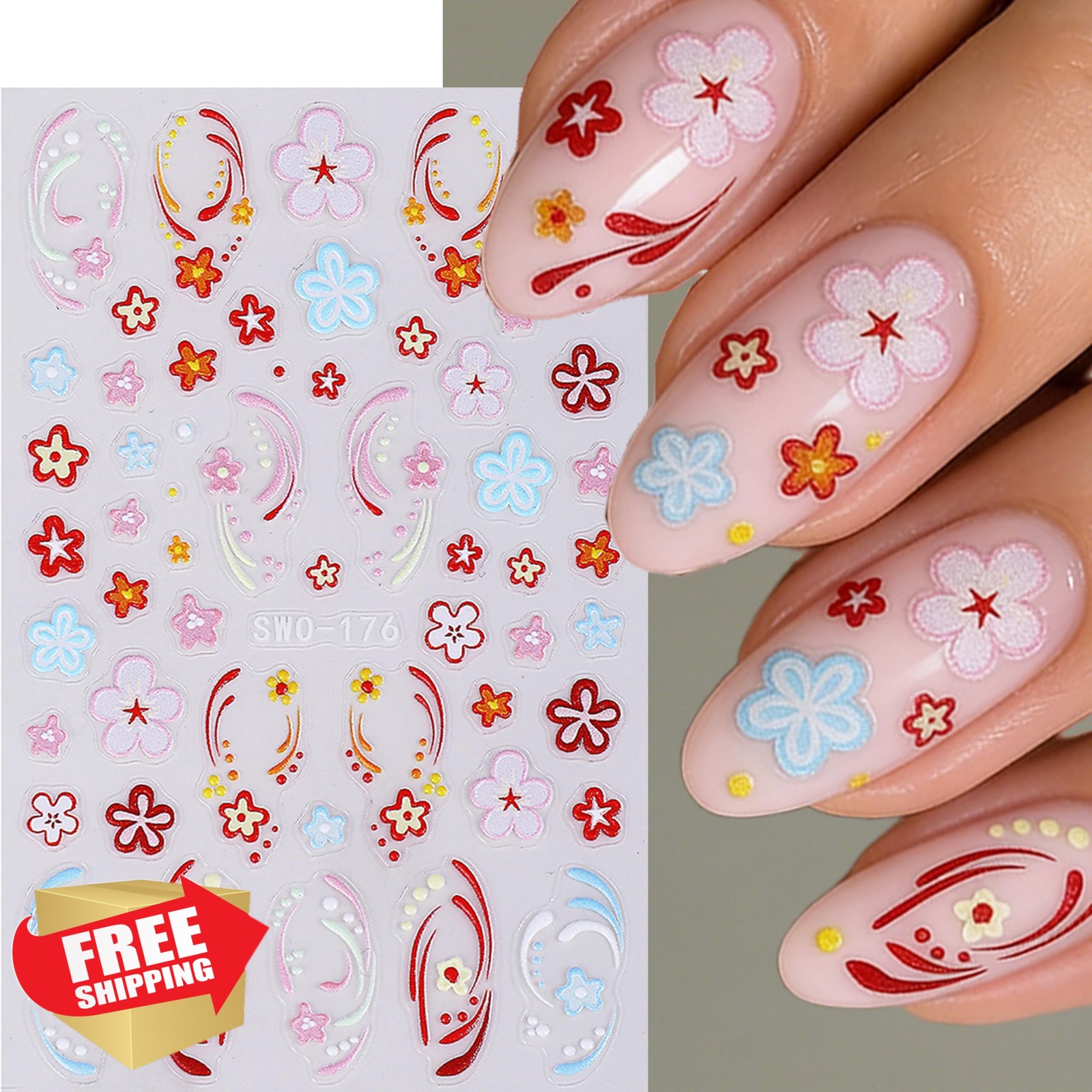 Aoustratum Spring Flower Nail Stickers Style04