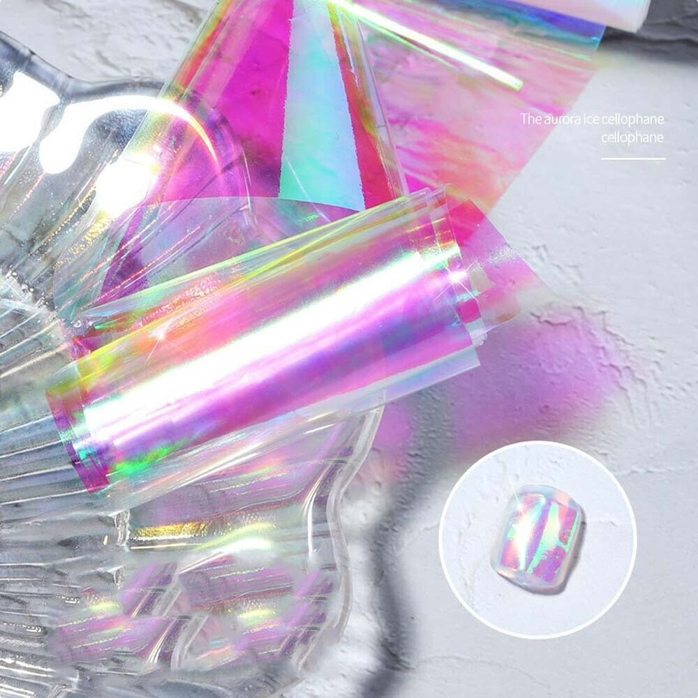 Broken Glass Nail Foil Effect Stickers Shattered Holographic Angel Paper Wraps