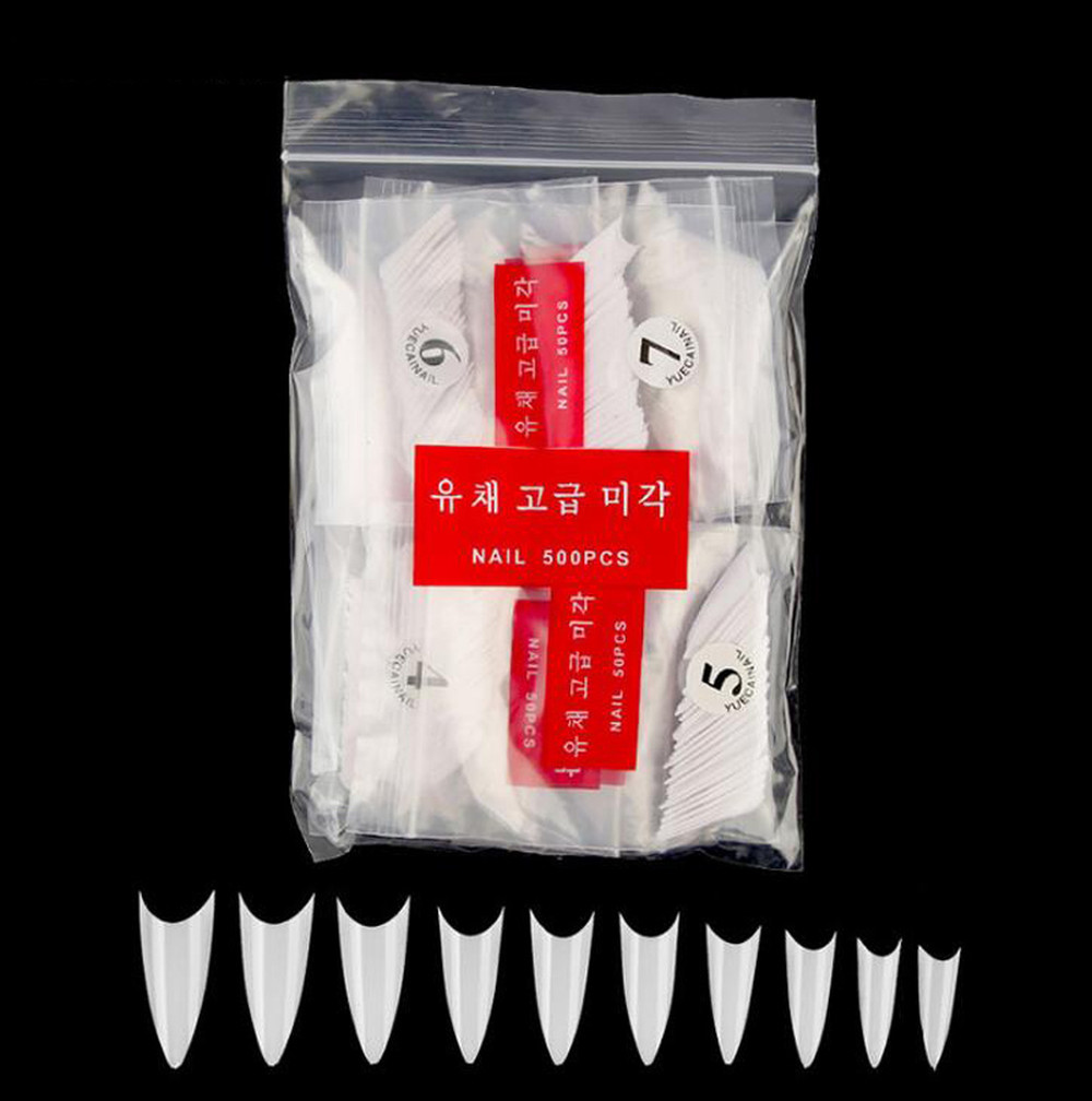 500pcs False nail tips with 10size Nail Tips Stiletto French Acrylic False Nails