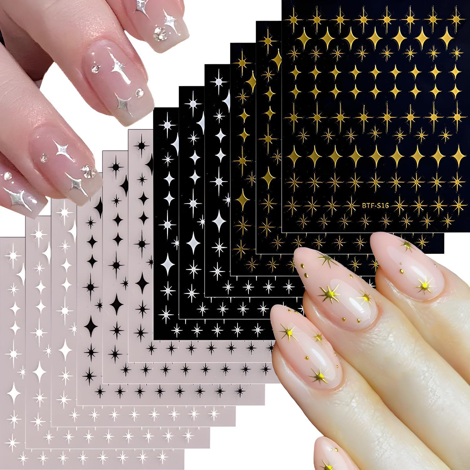 Green Butterfly Nail Stickers for Nail Art 5D Embossed Nail Decals Gold Butterfl