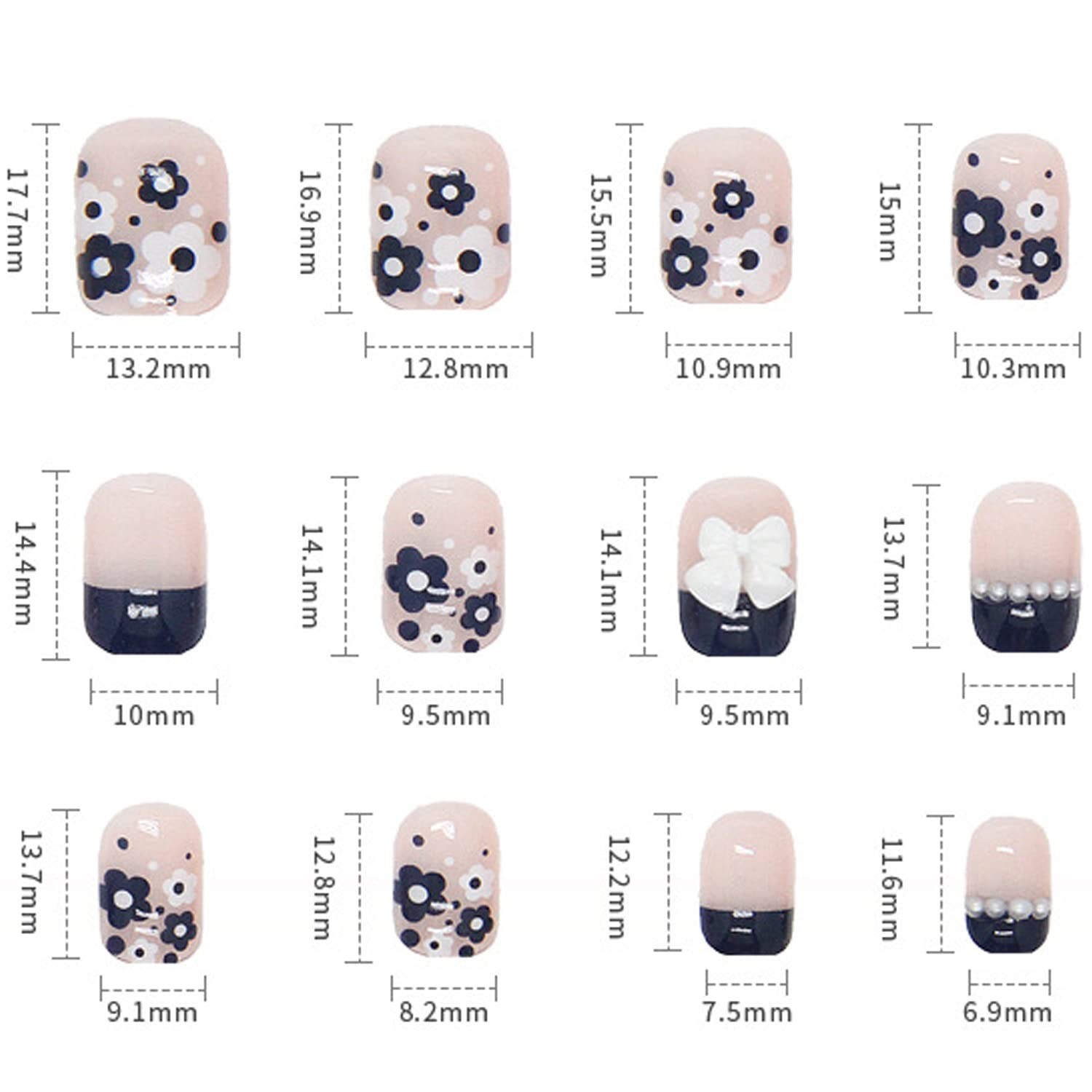 Press on Nails Square Short Length, 24Pcs Full Cover Reusable False Nails Kit…