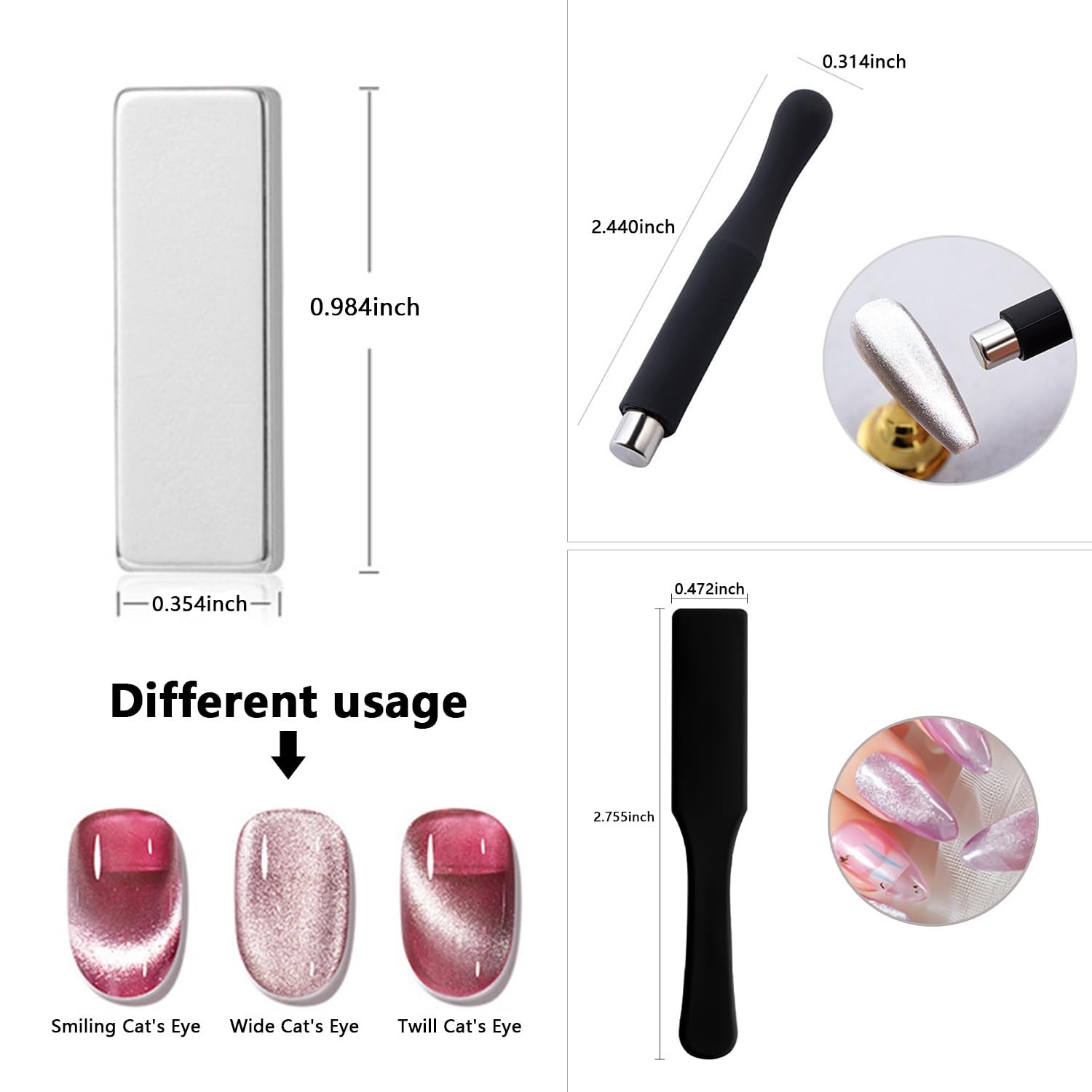 8pcs Cat Eye Magnet for Nails Magnetic Gel Nail Polish Nail Magnets Wand Magn…