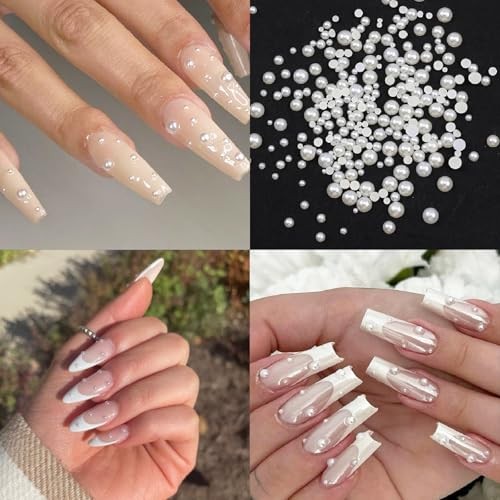 4 Boxes Nail Art Rhinestones Flatback Rhinestones A-Clear & AB & White Beige