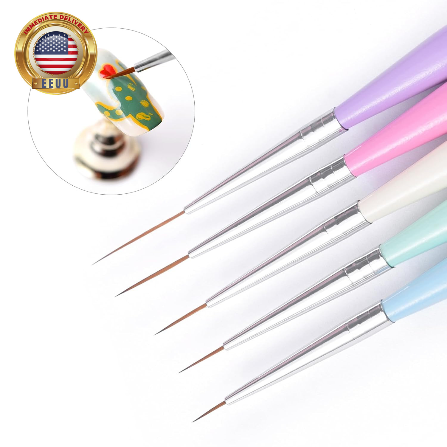 10Pcs Nail Art Brush Kit Double-End Dotting Pens Nail Fine Liner Brushes for UV