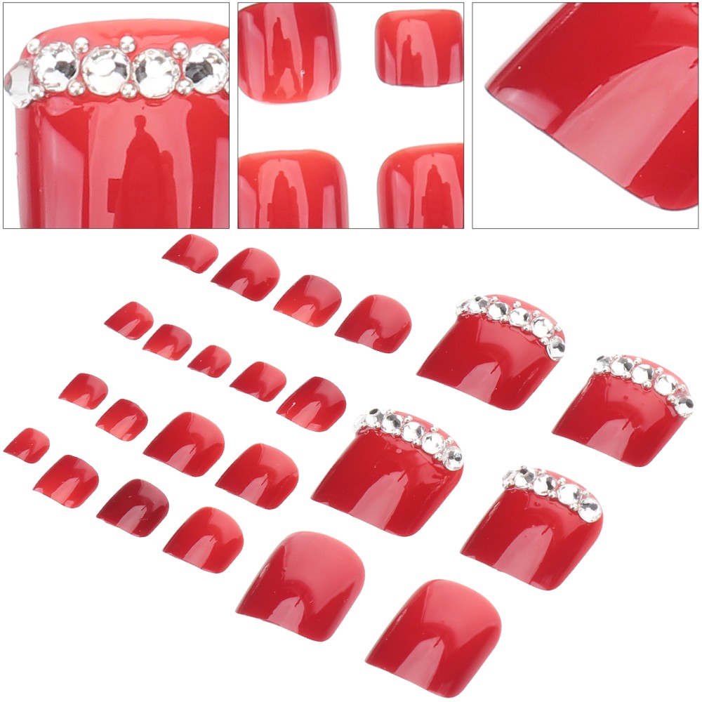 2Sets Red False Toenails Full Cover Nail Tips Perfect for Nail Art and Festivals