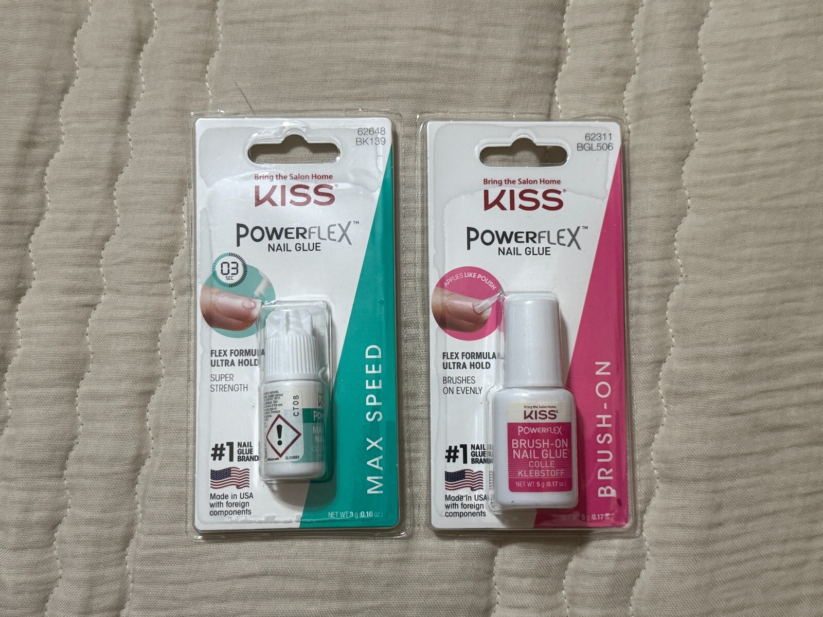 Kiss Power Flex Nail Glue (1) Brush On & (1) Max Speed – Lot of 2