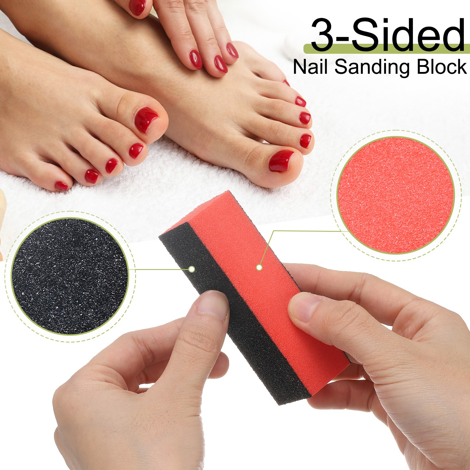 10pcs Nail Buffer Block 60/80/80 3-Sided Grit Nail File for Nail Buffing, Orange