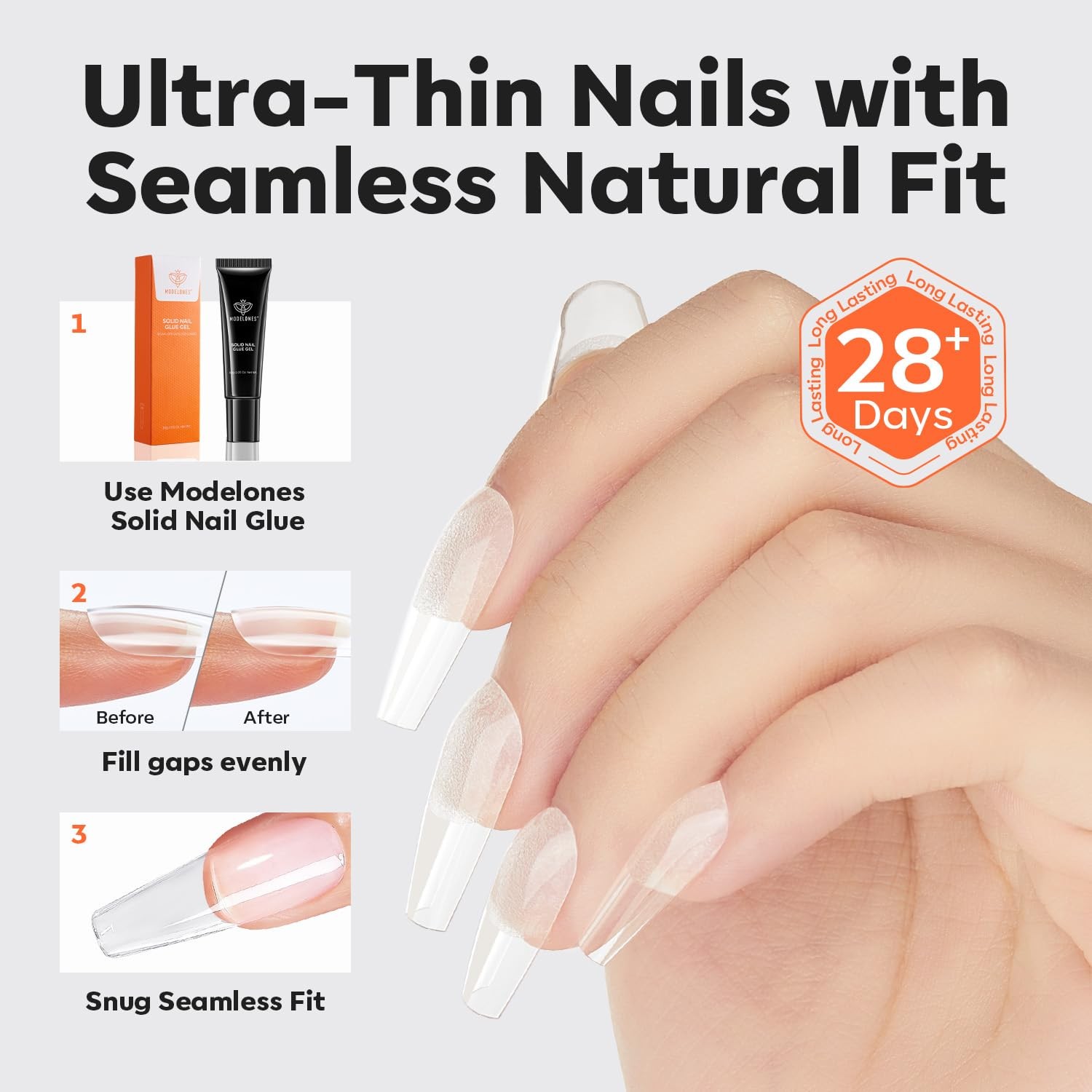 modelones Pro Luxe 15 Sizes Medium Coffin Instant Nail Apex Tips Extension Gel
