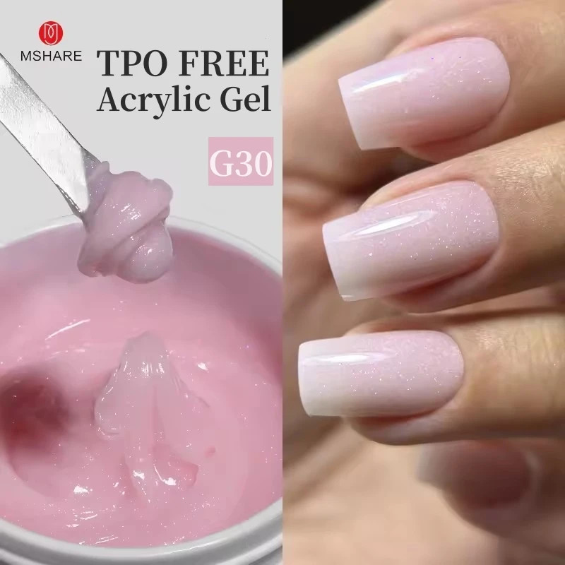 50G Shimmer Pink White Acrylic Gel TPO Free Glitter Shiny Extension Acryl Hard G