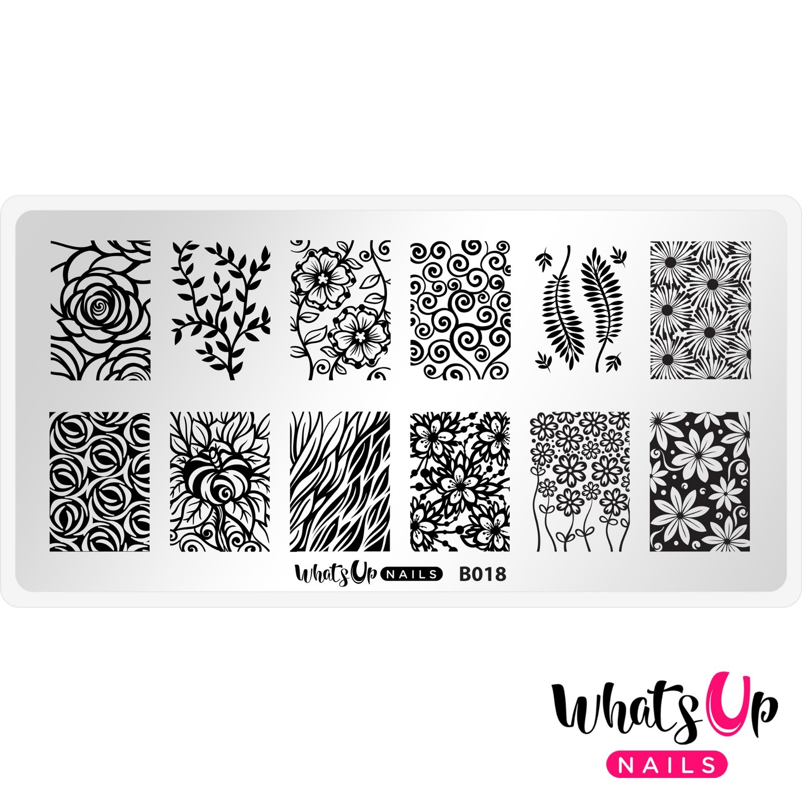 B018 Fields of Flowers Stamping Plate For Stamped Nail Art Design