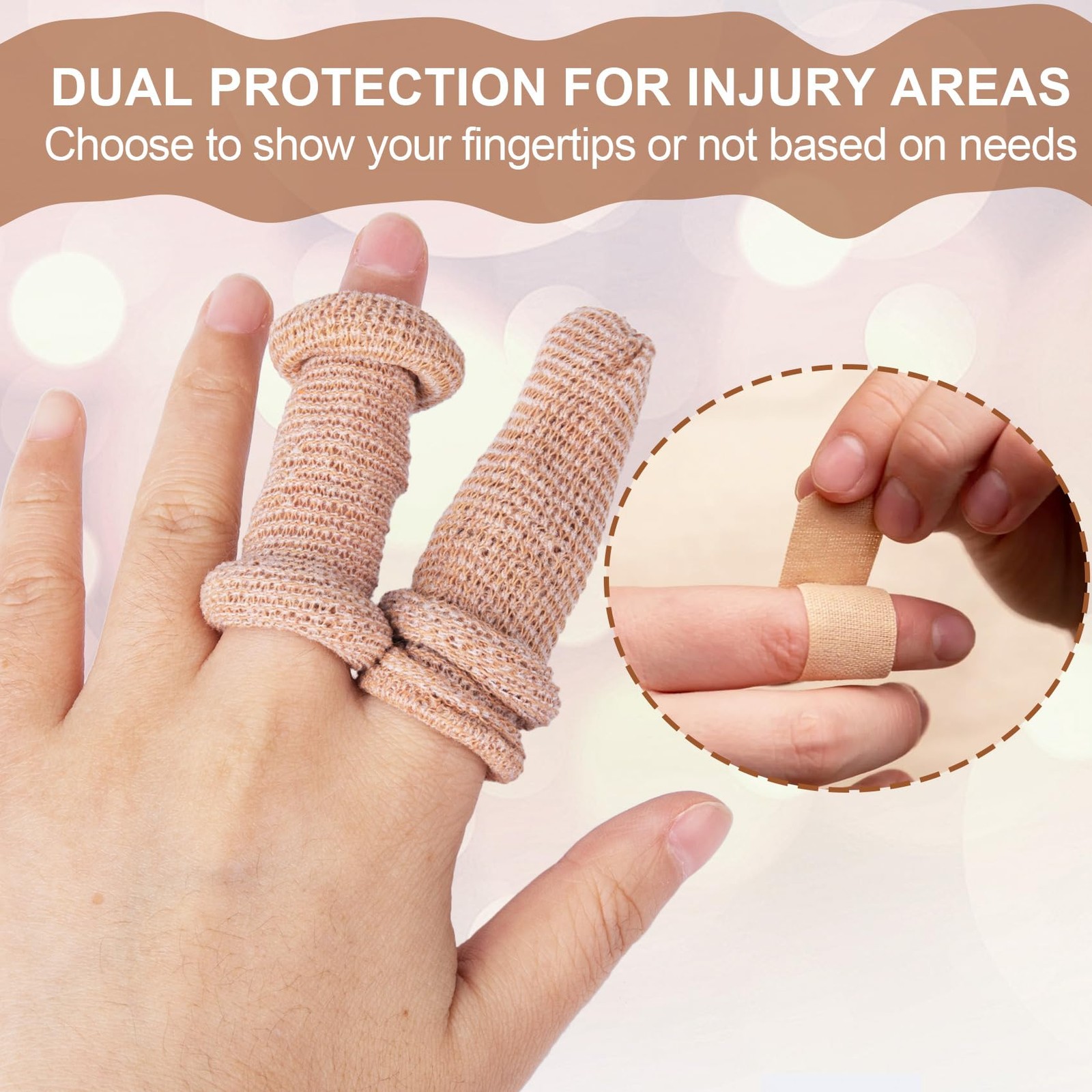 15pcs Cotton Finger Cots, Elastic Finger Sleeve, Skin Color