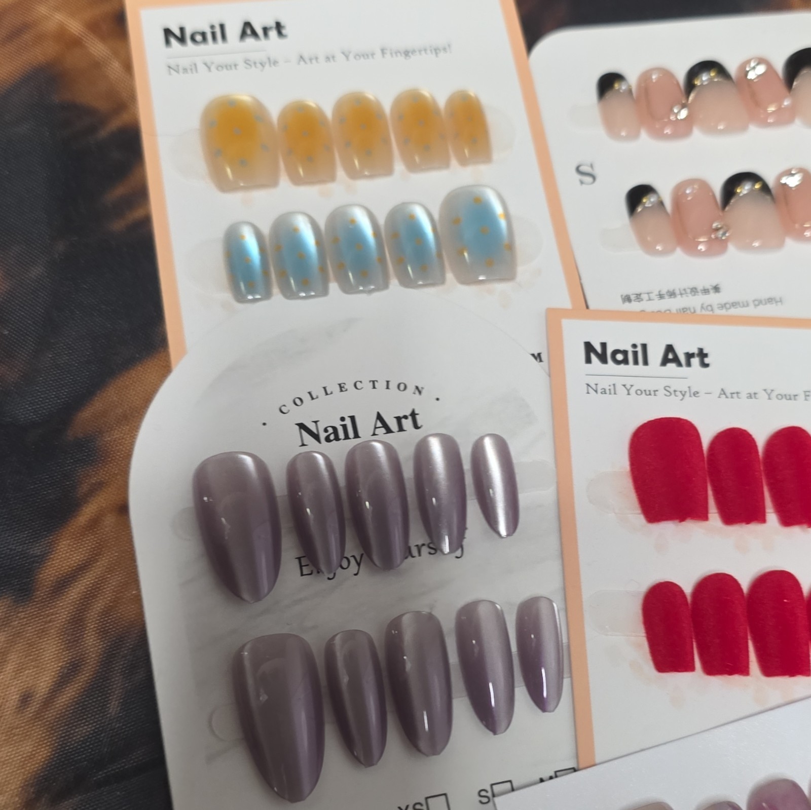 10 pair Lot- Size Small Nail Art Press-On Nails Set