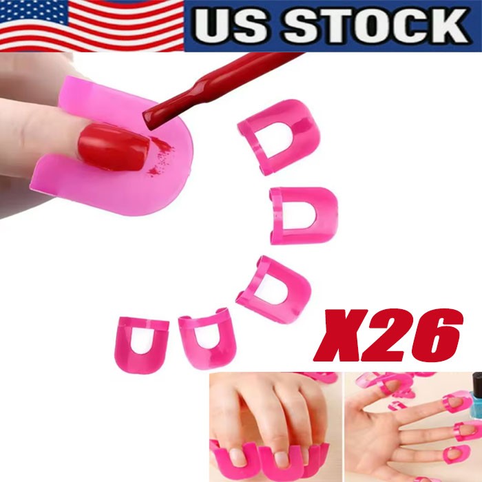 26X U-Shape Nail Polish Protectors Reusable Finger Cover Stencils for DIY