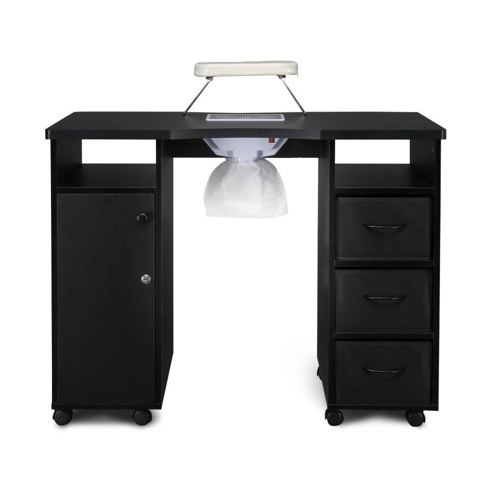 Pro Manicure Table Nail Desk Beauty Salon Dust Collector Drawers+Wheel+Wrist Pad