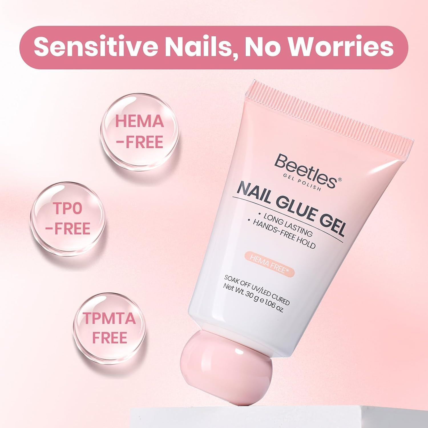 Beetles 30G Solid Nail Glue Gel, Hema-Free & TPO Free Super Strong Nail Glue for