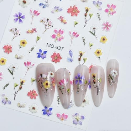 Summer Flower Nail Art Stickers Decals 3PCS 3D Embossed Self-Adhesive Flower-02