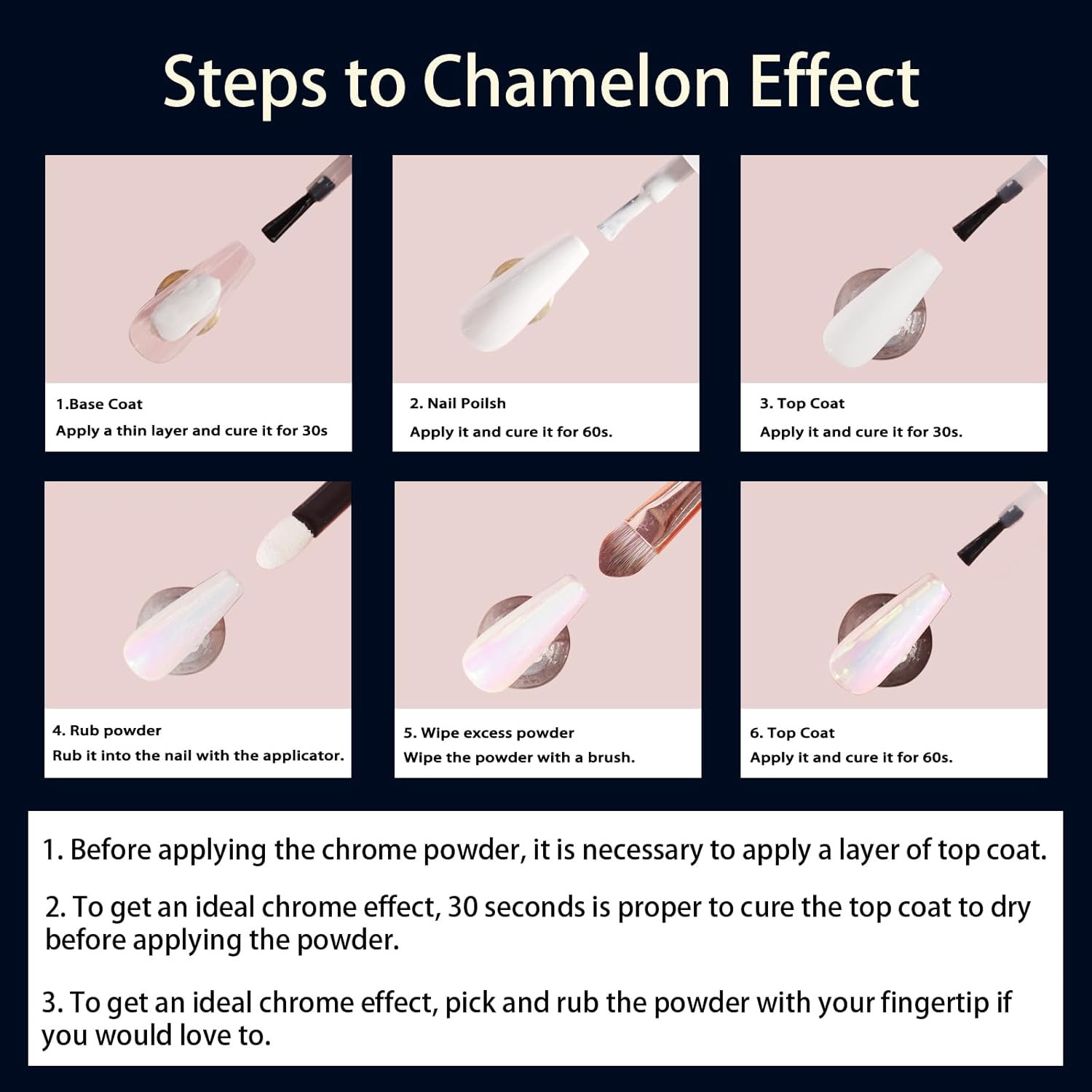 Chameleon Chrome Nail Powder, Color-Shift Nail Powder Pigment Glitter Dust Magic