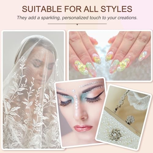 400 Pcs Half Round Pearls Beads, 10mm ABS Flatback Rhinestones Pearls for Gold
