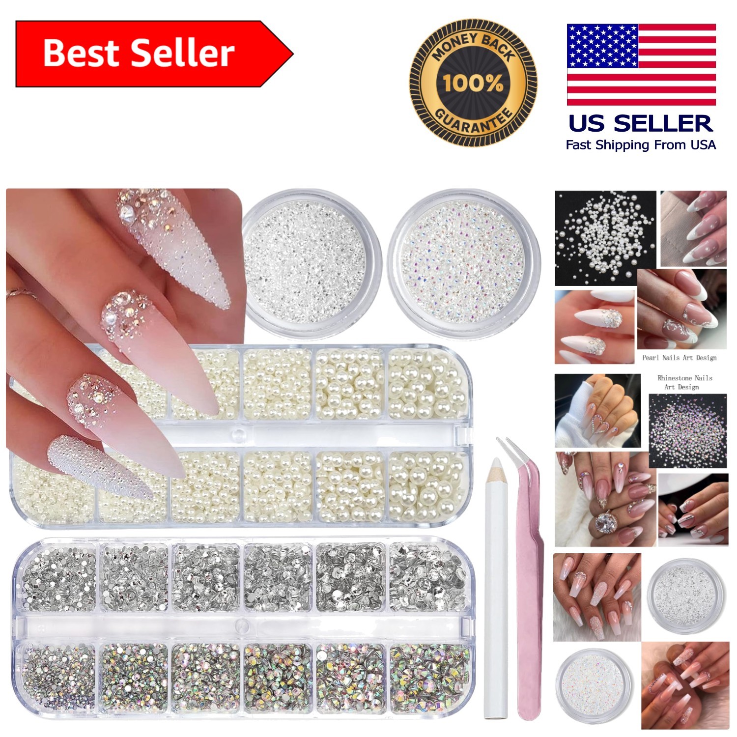 Colorful Flatback Rhinestones and Pearls for DIY Nail Art – Safe & Easy to Use